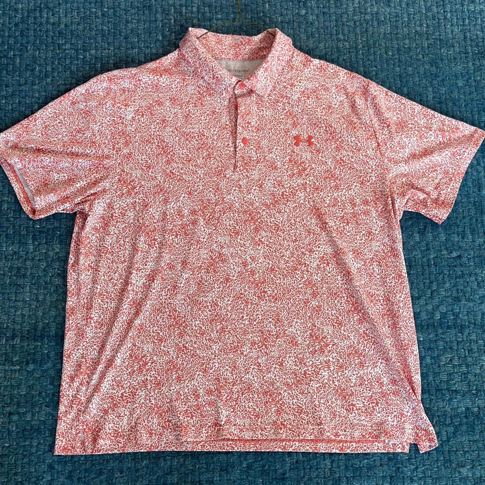 *SOLD* Under Armour Red and White Polo Shirt